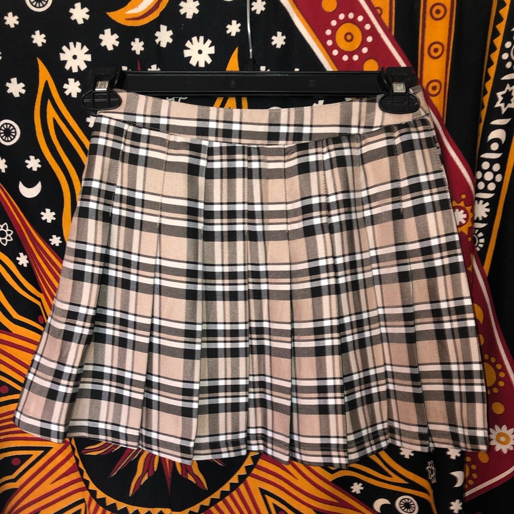 UO Brown & Black Plaid Pleated Skirt